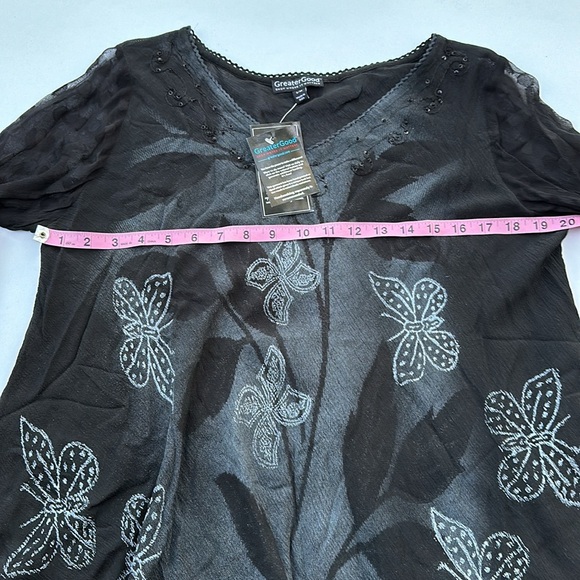 GREATER GOOD Handmade Midnight Butterfly Long Sleeve Tunic in Black - Picture 8 of 16